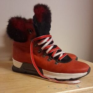 Sesto Meucci Black and Red Leather Winter Boots